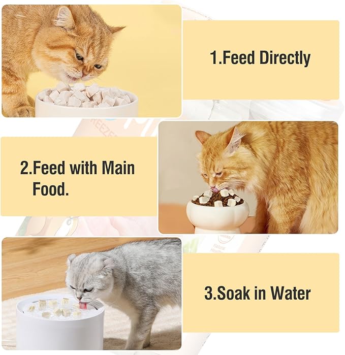 Freeze-Dried Chicken Cat Treats, Chicken Cube Snacks for Pets, Single Ingredient Chickens Dog Treat Bite-Sized Pieces