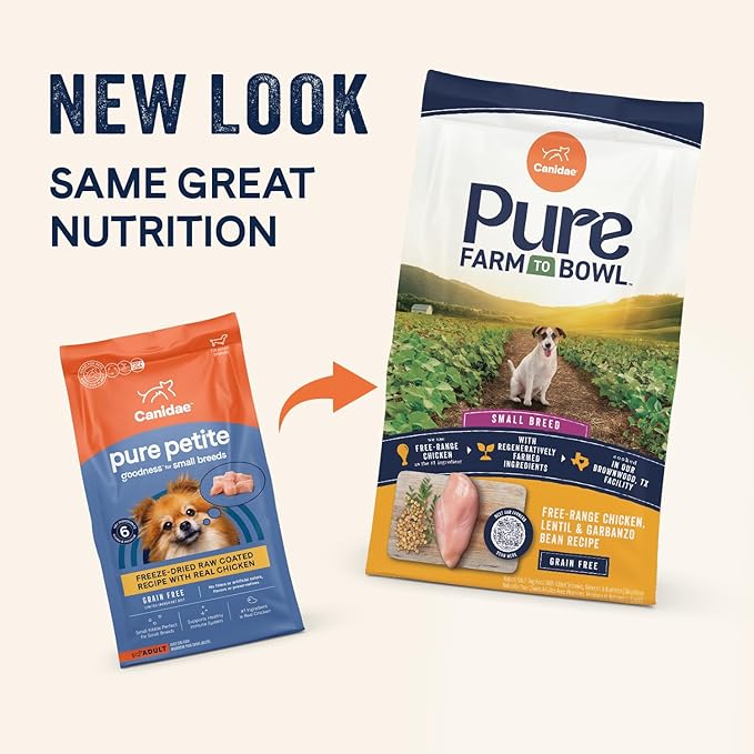 Canidae Pure Farm to Bowl Small Breed, Free-Range Chicken, Lentil & Garbanzo Bean Recipe, 4 lbs.
