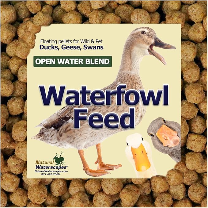Natural Waterscapes Waterfowl Feed Open Water Diet 40 lb | for Feeding Ducks Geese Swans | Floating Pellets with Niacin for Ducks
