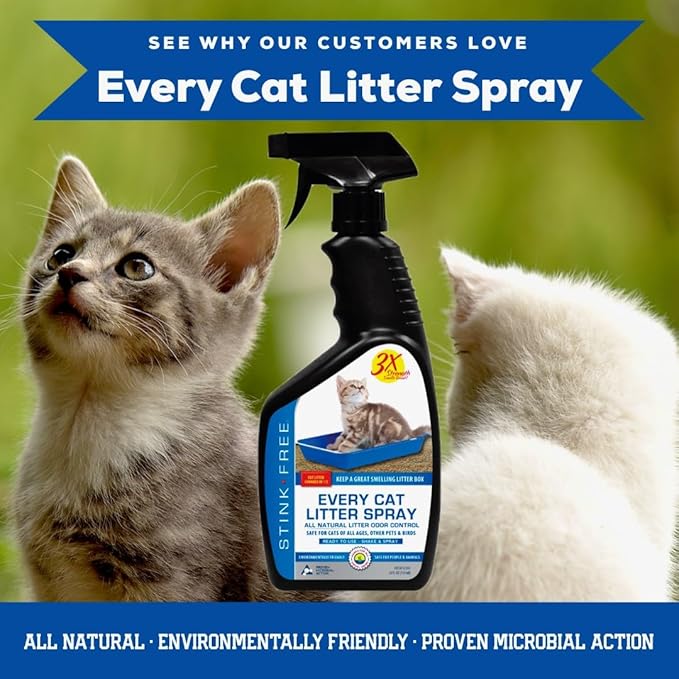 Every Cat Litter Spray Odor Eliminator - Urine Enzyme Cleaner & Deodorizer Cuts Litter Box Changes in Half! 24 oz Cat & Pet Odor Deodorizer