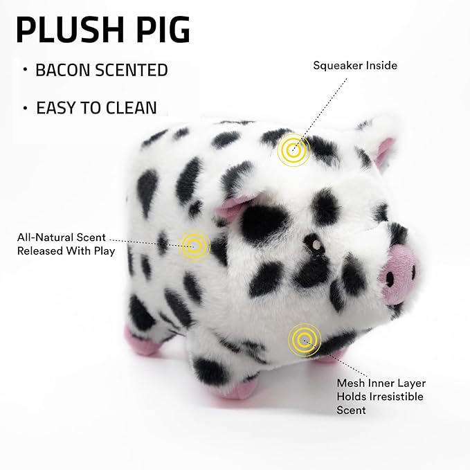 Playology Dog Toys | Plush Pig Stuffed Animal for Dogs, Value 2-Pack | Bacon Scented Small Squeaky Dog Toys | Plush Chew Toy for Dogs
