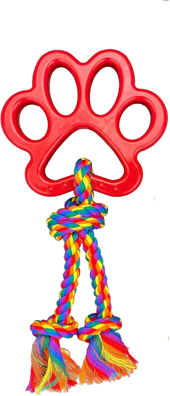 Multipet Paw Print Rope Tug 13 Inches (Assorted Color)