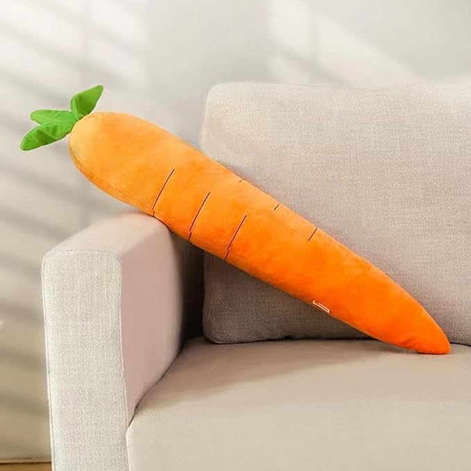 29.5 Inch Large Carrot Plush Pet Toy for Soft Chewers, Durable Squeaky & Crinkle, Anti Boredom Chew Toy for Dogs & Cats, Interactive Calming Chew Toy for Indoor Pets (Orange)