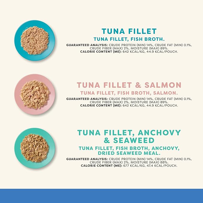 Applaws Natural Wet Cat Food in Mousse, Limited and Natural Ingredients, Grain-Free, High Protein with No Artificial Additives, Fish Variety Pack (12 x 2.47oz Pouches)
