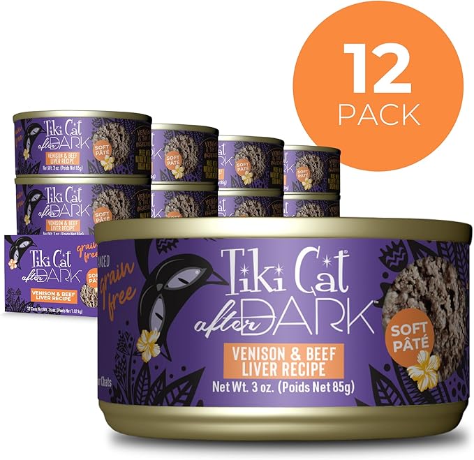 Tiki Cat After Dark Pâté Wet Cat Food, Venison & Beef Liver, 3 oz. cans (12 Count)