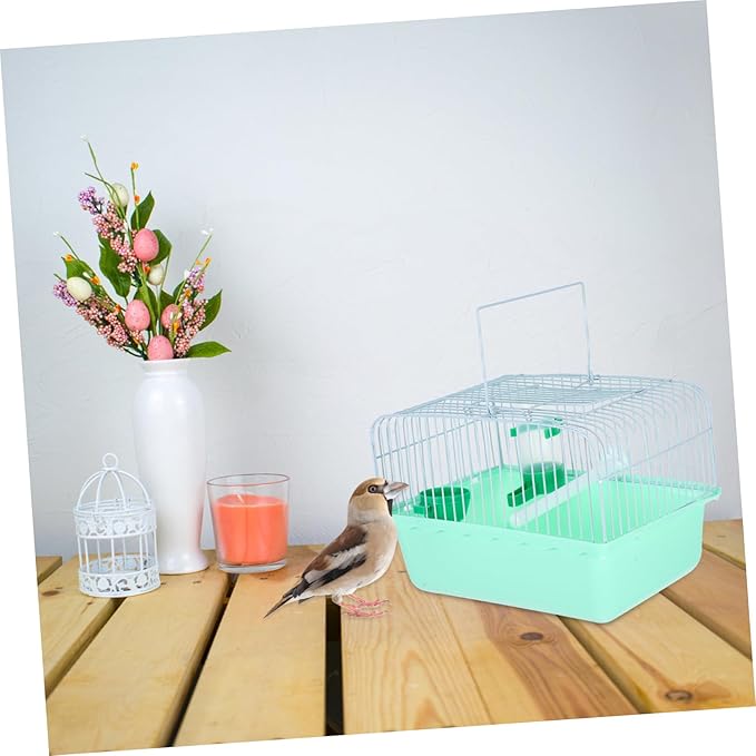 Healifty Portable Bird Cage with Perch Food Box Water Bottle Spacious Metal Travel Carrier for Small Birds Parrots Lovebirds and Multiple Small Animals Comfortable Movement Random Color