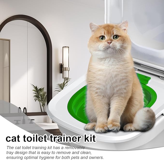 Cat Toilet Training System - Portable Cat Litter Box Trainer, Eco-Friendly Cat Potty Training Kit | Reusable Sand Box Trainer, Easy-to-Use Cat Hygiene Trainer, Cat Litter Box Trainer for Pet Care
