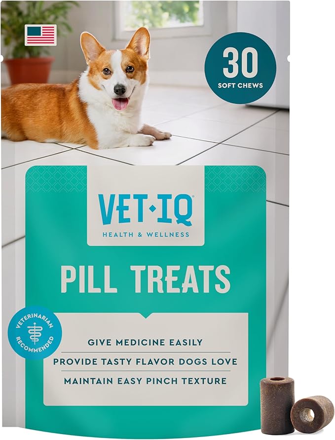 VetIQ Pill Treats Advanced Formula for Dogs, Chicken Flavor Soft Chews, Made in the USA, 30 Count