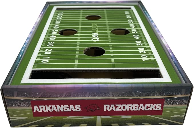 Pets First NCAA Arkansas Razorbacks Cat Scratcher Box, Game Day Cat Toy, NCAA Football Field Designed Cat Scratcher and Lounge, Stimulating Cat Game