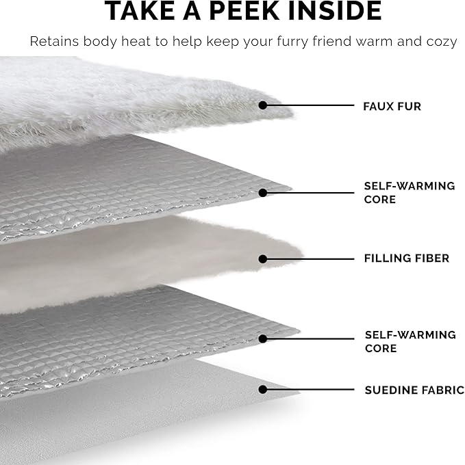 Furhaven Self-Warming Cat Bed for Indoor Cats, 4-Beds-in-1 & Washable - Plush Long Faux Fur Convertible Cuddler - Silver, Small (Pack of 2)