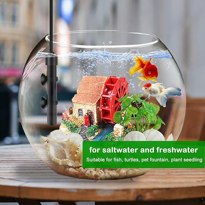 Small Submersible Aquarium Heater, Adjustable Mini Fish Tank Heater 15W 25W 50W with External Temperature Controller, Digital Display, Alumina Ceramic, for 3/5/10 Gallons (15W)