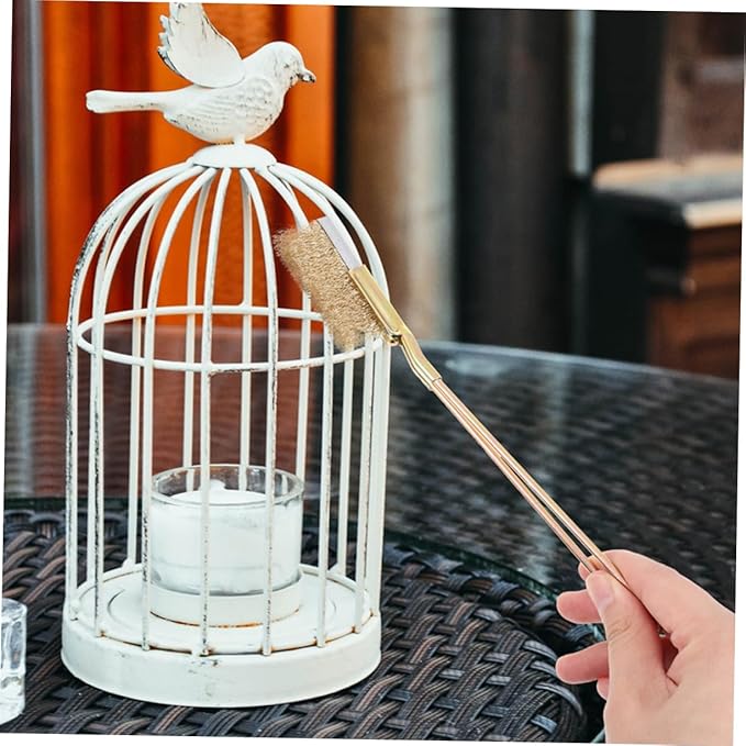 POPETPOP 1Set Bird Cage Brush with Long Handle Steel Copper Wire Bristles for Deep Cleaning and Painted Surfaces for Parrot Cages and Animal Enclosures