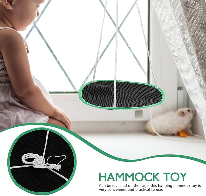 Beavorty Chameleon Pet Hanging Hammock Mesh Bed Cotton Swing for Hamsters Reptiles Squirrels and Birds Cage Accessories Green Clip Design
