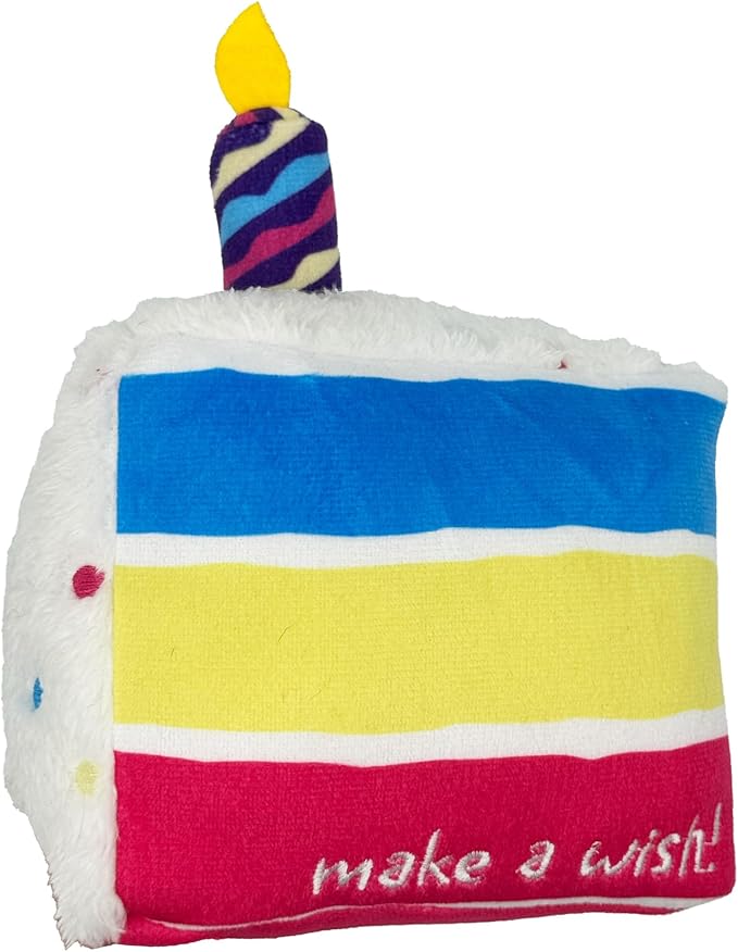 Huxley & Kent Funny Dog Toy w/Squeaker – Birthday Power Plush Squeaky Dog Toys for Small, Medium & Large Dogs – Soft Stuffed Animal for Indoor Play & Fetch - Make a Wish Cake, Large