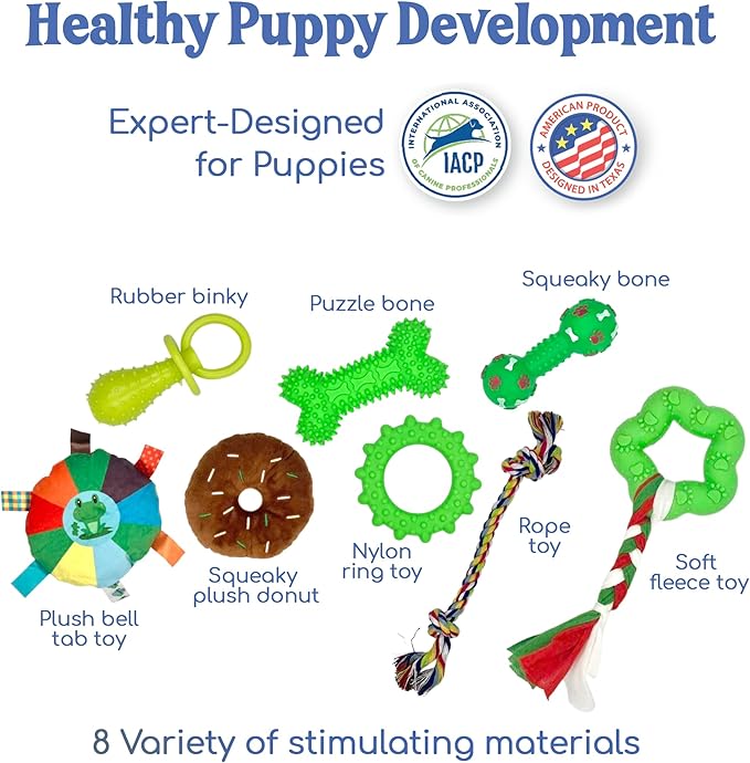 Race&Herd Puppy Play Gym, Dog Play Mat, 8 Bungee Straps Interactive Puppy Active Toys - Small Dog Jungle Gym 19.5" Frame with Playground Set Indoor Enrichment Activity Center (Green)