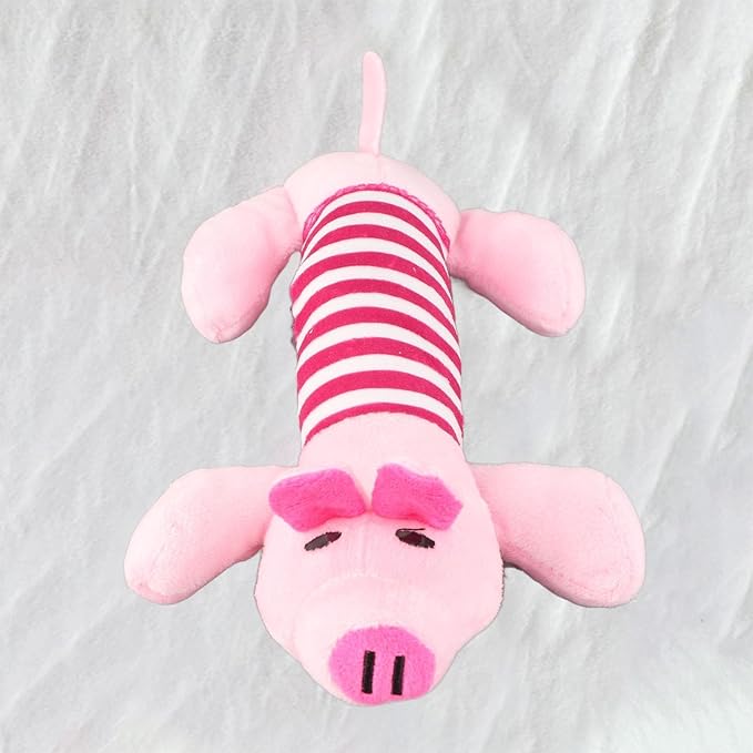 Cyrank Dog Toys, Cute Striped Animal Dog Squeaky Toys Dog Stuffed Animals Chew Toy with 4 Legs Soft Durable Plush Dog Toys for Pet Dog Cat(#3)