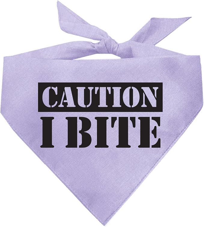 Caution I Bite Dog Bandana (Lavender, OS 836)