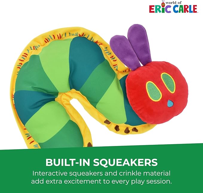 Multipet Eric Carle Very Hungry Caterpillar Crinkle Flattie 7" Dog Toy