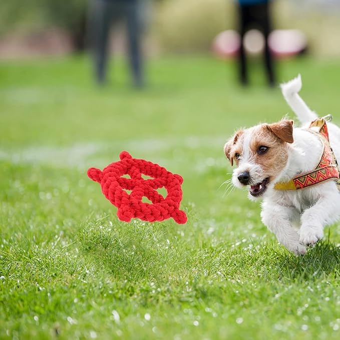 RCFINE Dog Rope Toy Dog Chew Toys Nautical Wheel Shaped Pet Chew Rope Toy Gift for Dog Cat (Blue)