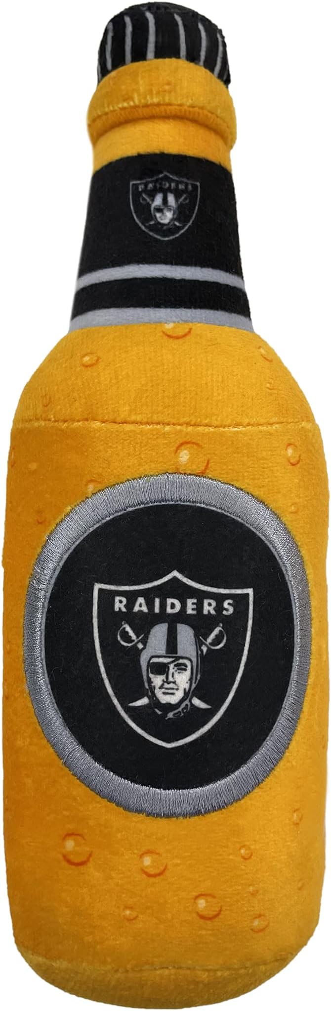Pets First NFL LAS Vegas Raiders Beer Bottle Plush Dog&CAT Squeak Toy-Cutest Stadium SODA Bottle Snack Plush Toy for Dogs&Cats with Inner Squeaker&Beautiful Football Team Name/Logo 10 x 3 x 3 Inches