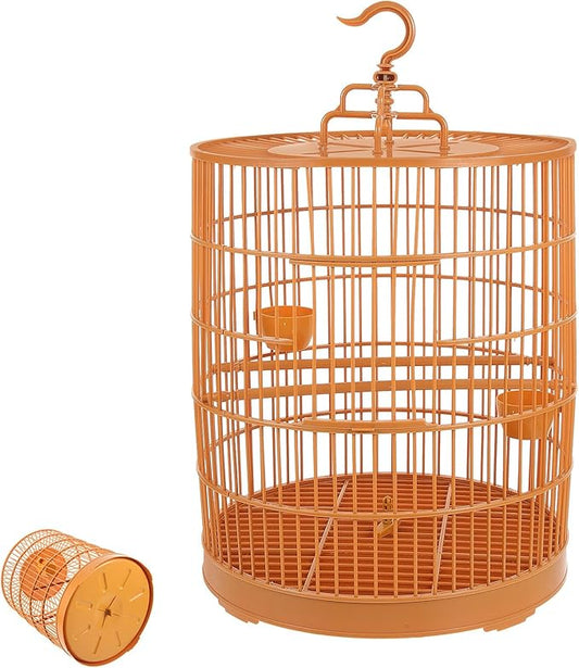 Toyvian Plastic Hanging Bird Cage for Small Animals, Round Top Pet Birdcage with Nest Ornament, Suitable for Parakeets and Cockatiels, Sturdy Plastic Cage for Indoor Or Outdoor Use