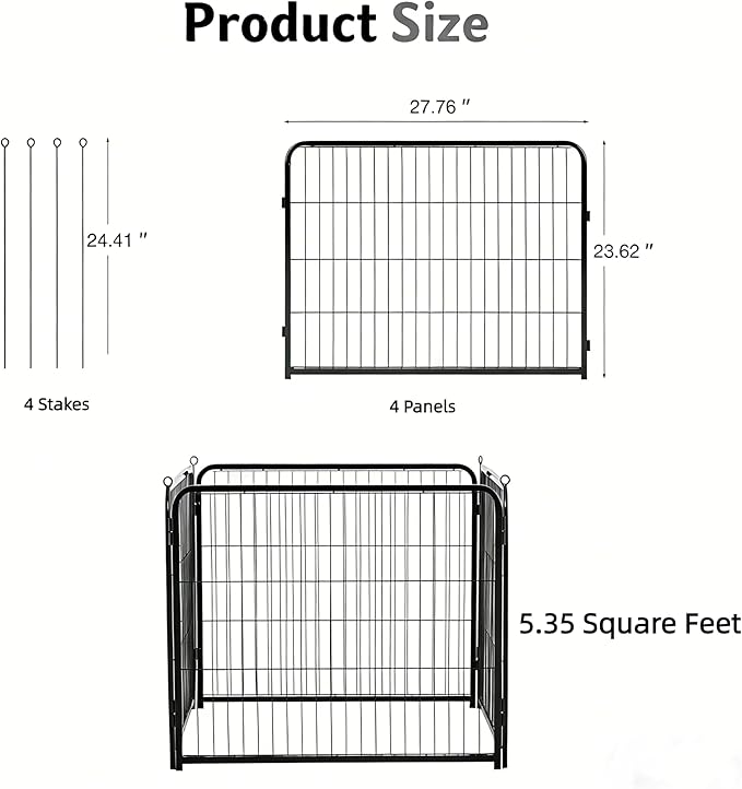 Simple Deluxe Dog Playpen Outdoor Indoor, 24 Inch 4 Panels Dog Fence for Small Dogs Puppy, Perfect Dog Pen for Camping, Yard, RV, Garden Fence, Black