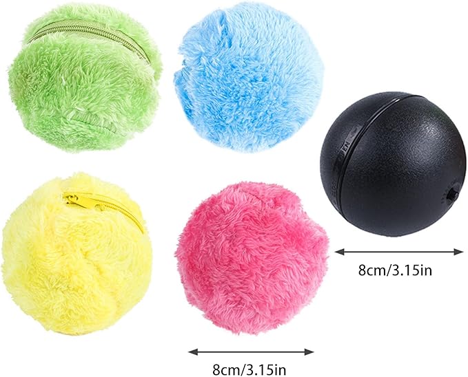 Rolling Ball Dog Toy, Anti-Anxiety Active Rolling Toy for Dogs and Cats, Self Moving Balls with Automatic Movement, Interactive Toys for Large Small Dogs (1 Black 𝐁𝐚𝐥𝐥+ 4 𝐁𝐚𝐥𝐥 Covers)