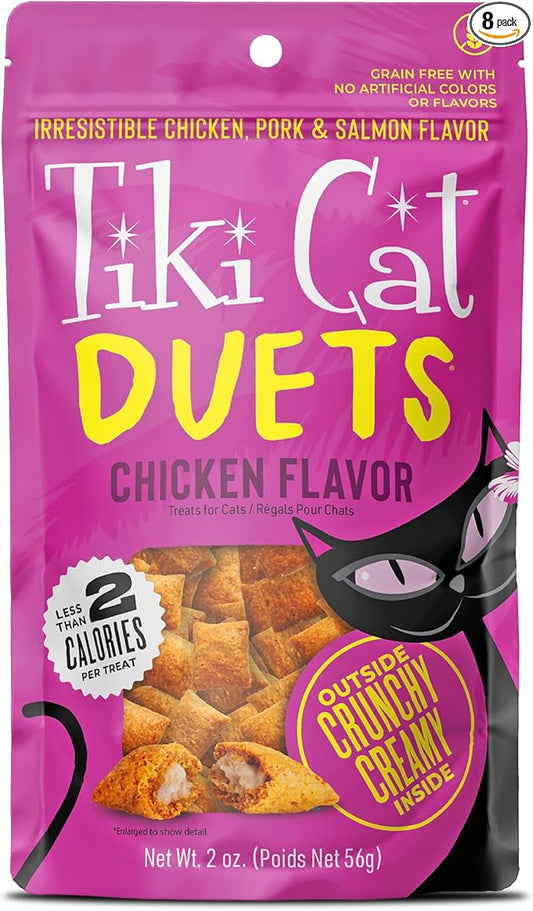 Tiki Cat Duets Cat Treats, Chicken Flavor, 2 oz. Pouch (8 Count)