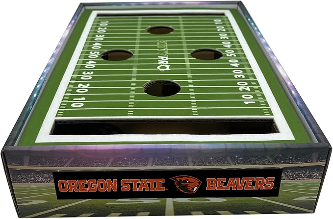 Pets First NCAA Oregon State Beavers Cat Scratcher Box, Game Day Cat Toy, NCAA Football Field Designed Cat Scratcher and Lounge, Stimulating Cat Game