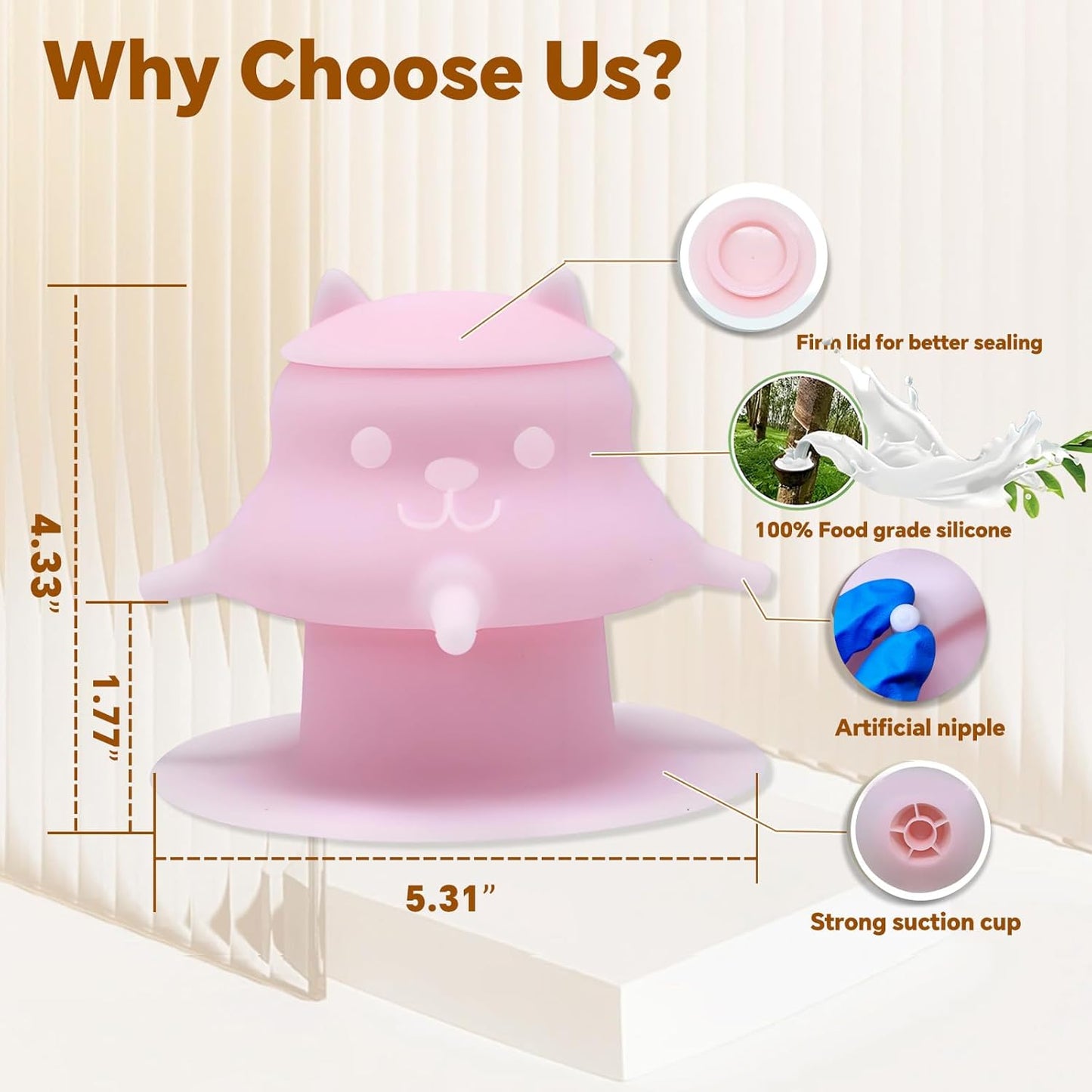 Puppy Milk feeders for Nursing, Puppy Milk Water Bowl, 4 Nipples Silicone Pet Feeding Station, 230ml Feeder Bowl for Kittens, Puppies (Pink)