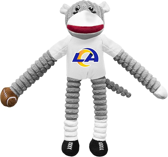 Littlearth NFL Unisex NFL Sock Monkey and Flying Disc Pet Toy Combo Set