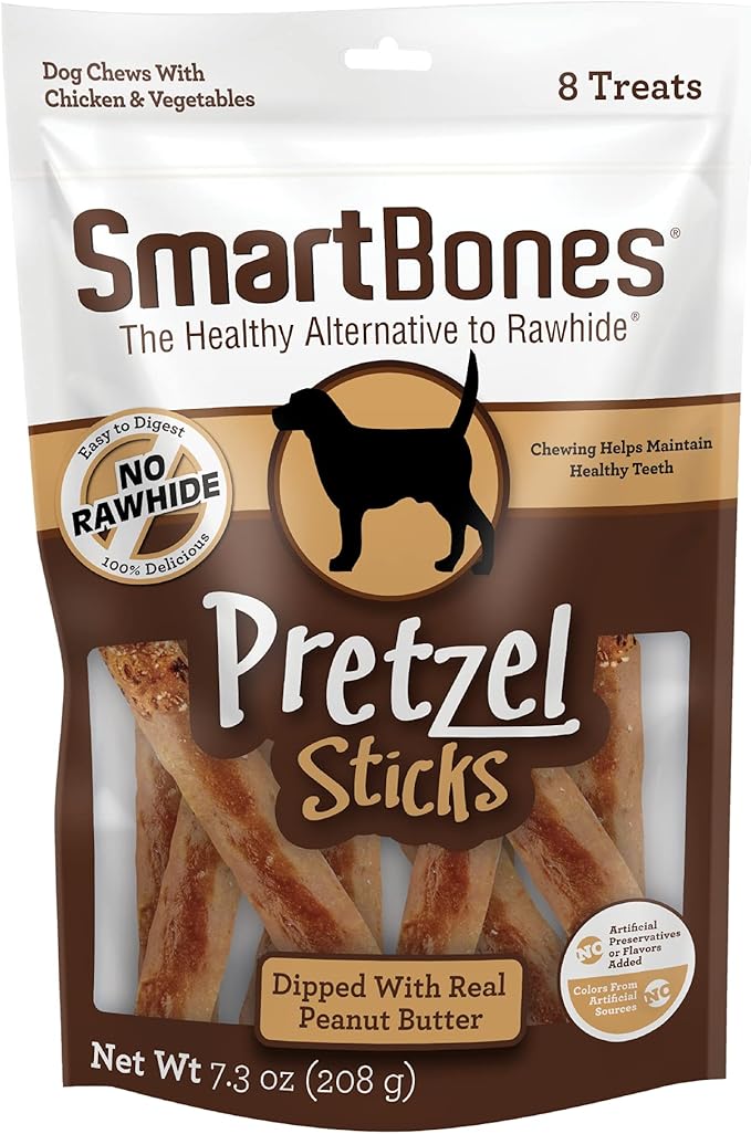 SmartBones No Artificial Colors or Preservatives Pretzel-Style Chews, Treat Your Dog to a Fun Shapped Rawhide-Free Chew 8 Count (Pack of 24), Count: 192