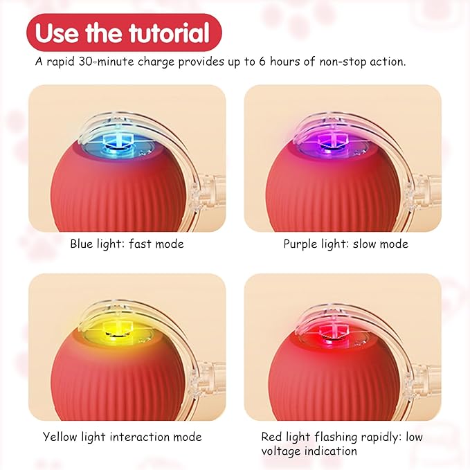 Interactive Dog Ball, Electric Cat Ball, cat Toys for Bored Indoor Adult Cats, Interactive Cat Toys for Indoor Cats, Interactive Dog Toys