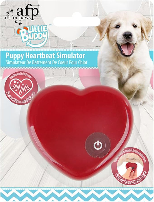 ALL FOR PAWS Little Buddy Puppy Heartbeat Simulator, Battery-Operated Anxiety Relief Toy, Red