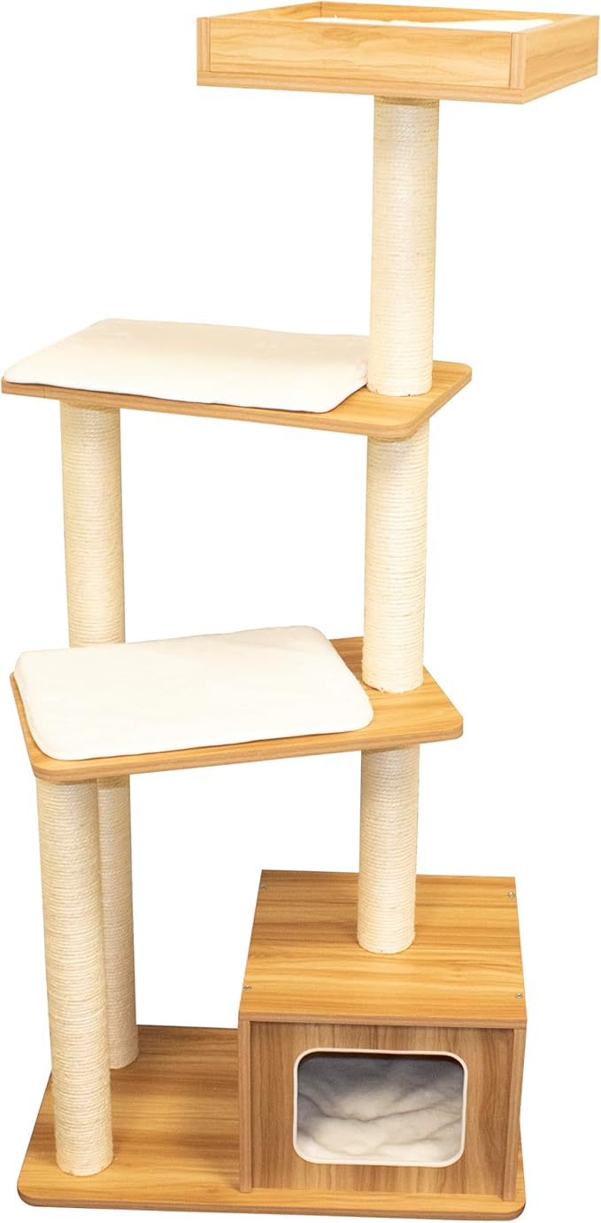Penn-Plax Modern Cat Tree Tower | with Scratching Post | for Indoor Cats (CATF230)