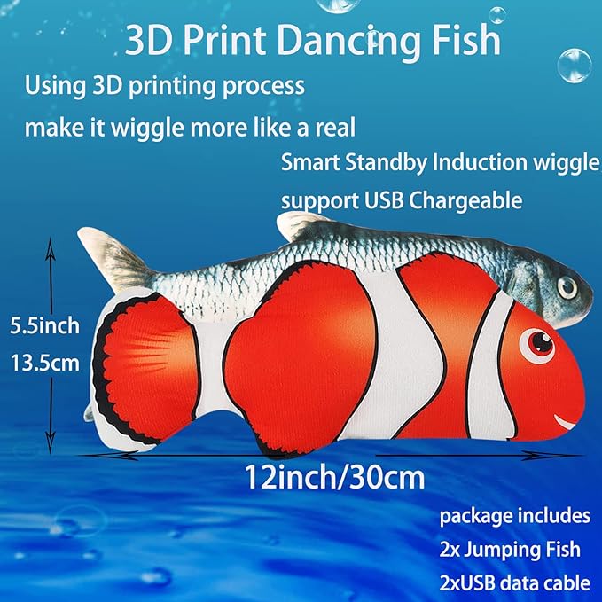 VAIZIQ Flopping Fish Electric Moving Dog Fish Toy，Realistic Flopping Fish Rocking Dog Toy，Interactive Pet Toys for Dog Exercise，Small and Medium Dog Floppy Fish Animal Toy
