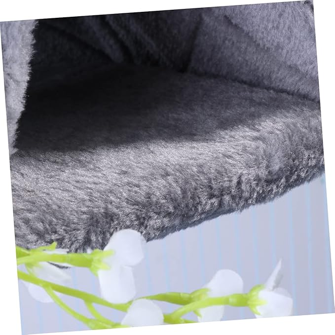 WOONEKY Adorable Warm Plush Parrot Hammock Bed for Birds Cozy Hanging Hut Nest for Home Cage for Sleep Grey