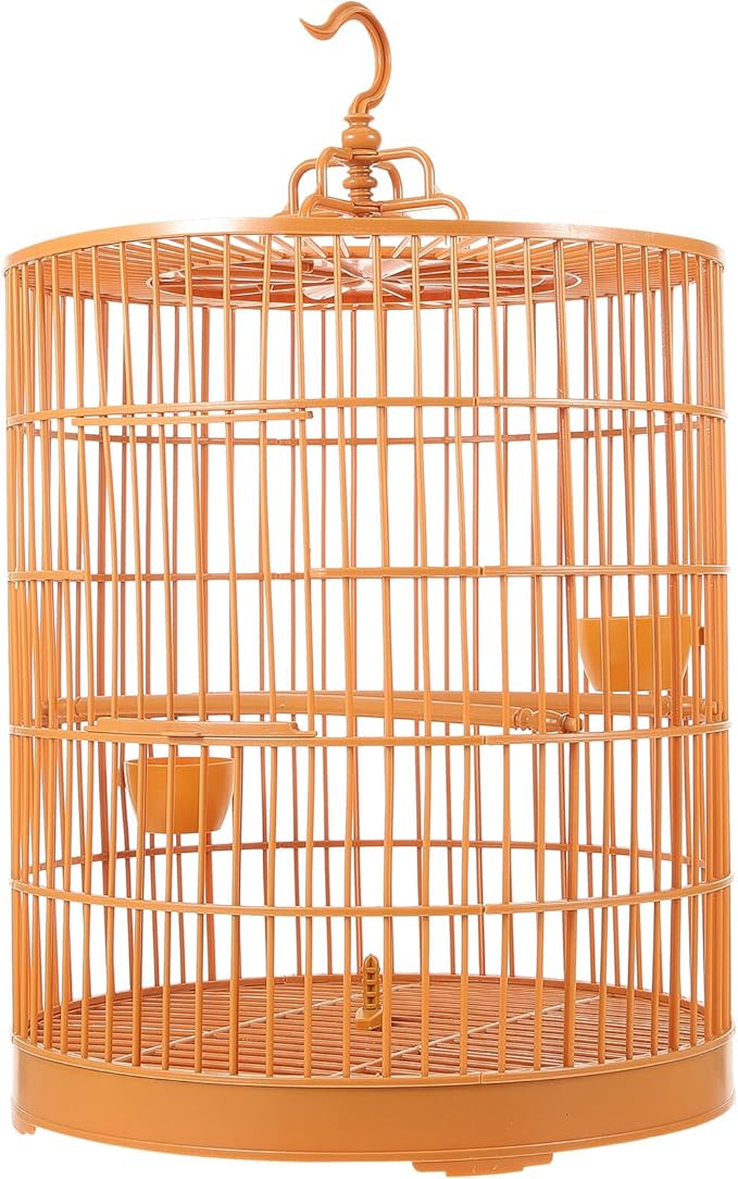 HEMOTON Plastic Hanging Bird Cage Round Top, Vintage Style Small Pet Cage for Parrots and Cockatiels, Lightweight Plastic Nest Suitable for Indoor Bird Display and Decoration