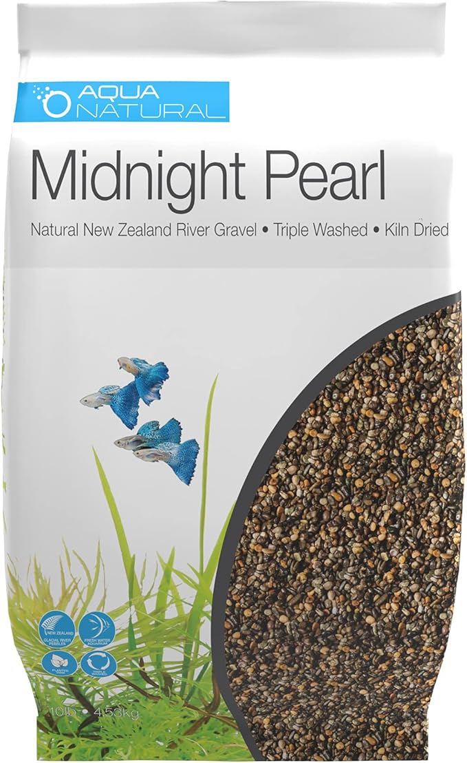 Aqua Natural Midnight Pearl 10lb Gravel Substrate for aquascaping, Aquariums, vivariums and terrariums 2-4mm, Brown, Small