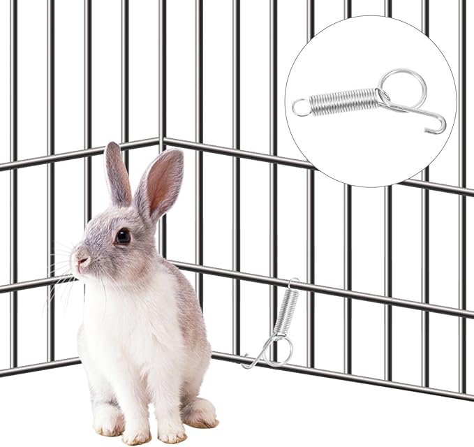 Mipcase Pet Cage Accessory 10pcs Rabbit Cage Spring Hooks Door Hanger Galvanized for Durability
