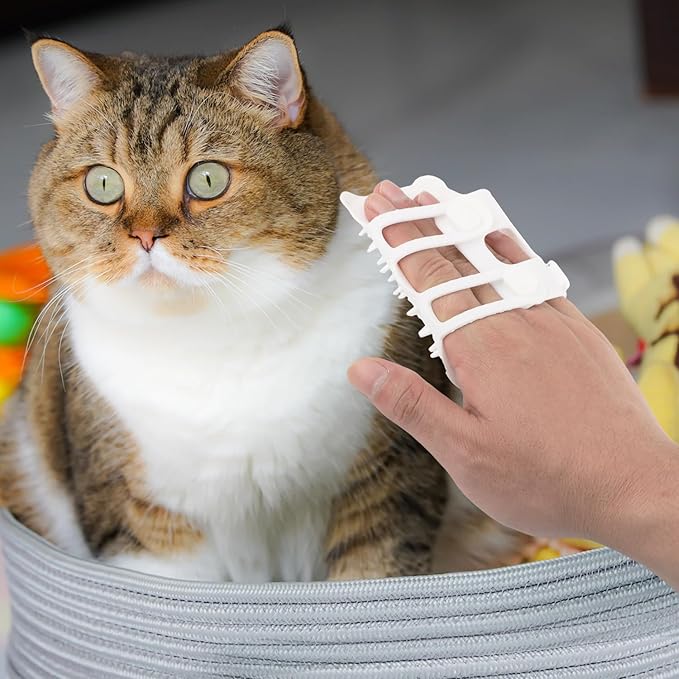 lasuroa 2pcs Self Cleaning Cat Brush, 2-in-1 Tickling Comb Pet Brush Pet Tickling Artifact Cat Grooming Shedding Brush Cat Corner Scartcher for Short/Long Hair Cats (White), 6.49x3.94 Inch