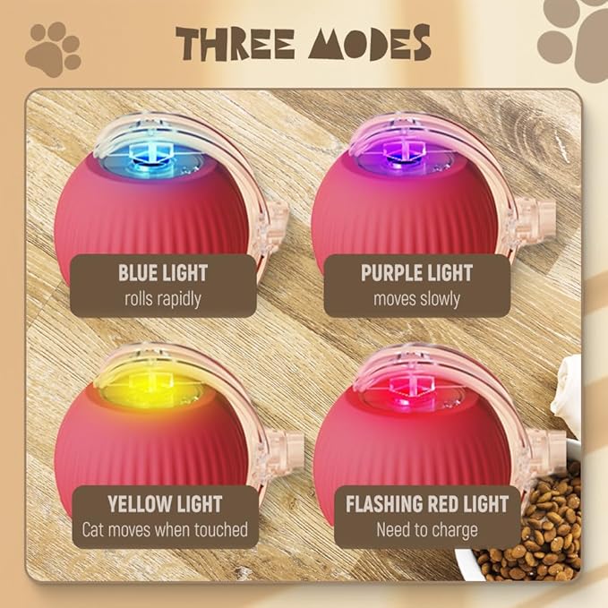 2025 New Interactive Rolling Dog Ball, Self Rolling Dog Ball Interactive Cat Toys Automatic Cat Toy Self Moving Dog Toys, 360° Smart Automatic Rolling Ball Toy Electric Dog Balls for Dog/Cat (Gray)
