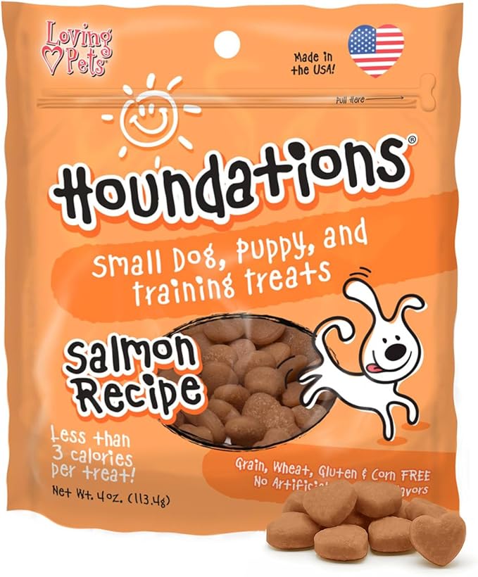 Loving Pets Houndations Salmon Dog Training Treats | All Natural | 2.6 Calories Per Treat | Grain-Free, Wheat-Free, Gluten-Free & Corn-Free | For Small Dogs & Puppies, 4 oz