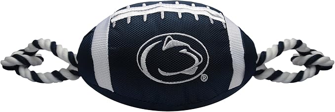 NCAA Penn State Nittany Lions Football Dog Toy, Tough Quality Nylon Materials, Strong Pull Ropes, Inner Squeaker, Collegiate Team Color