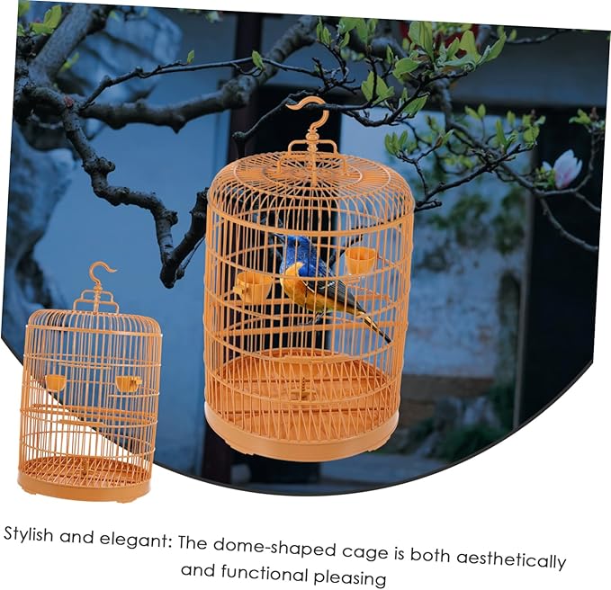 BESTonZON Hanging Bird Cage Plastic Small Animal House Multi Functional Round Design Durable Spacious for Parakeets Lovebirds Hamsters and Small Pets