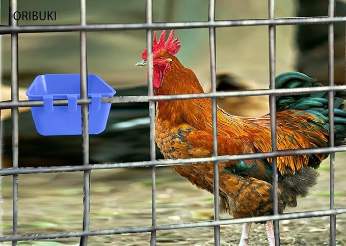 20 Pack Hanging 16 OZ Cage Cup Chicken Feeder Waterer Bird Food Dishes Rabbit Water Pigeon Feeding Watering Bowl with Hooks Bunny Poultry Coop Drinker Duck Quail Seed Treats Dispenser