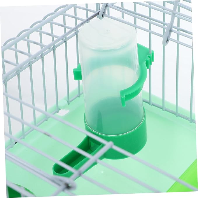 POPETPOP Portable Multi Functional Bird Travel Cage for Parakeets and Parrots with Spacious Abs and Iron Frame Includes Perch Food Box Water Dispenser and Easy to pet Carrier Random Color
