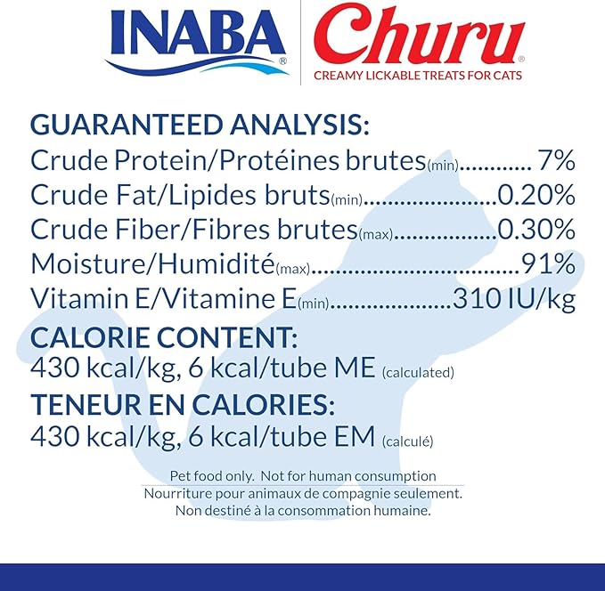 INABA Churu Lickable Purée Natural Cat Treats - Tuna Recipe, Case of 128 Tubes (16 Boxes of 8 Tubes Each)