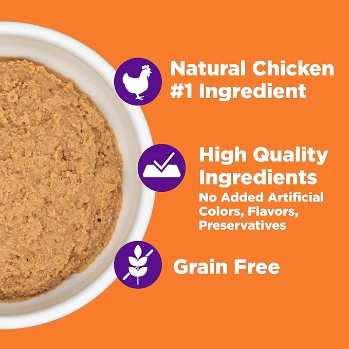 Wellness Complete Health Purrfect Duos Pate Adult Wet Cat Food, Natural, Protein Rich, Grain Free, Chicken Entrée Recipe, 2.64 oz, Pack of 12 Split Cups