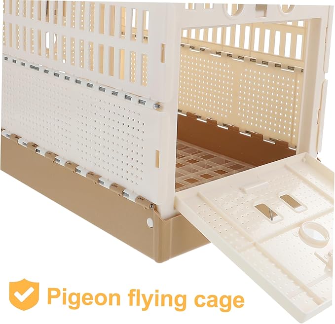 Kisangel Foldable Abs Pigeon Cage Nest with Removable Tray Lightweight Portable Poultry Carrier for Training and Release Small Pet Bird and Rabbit Breathable Transport Cage